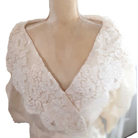 Vtg Watters & Watters Ivory 100% Silk Formal Jacket blouse sz 10 wedding - Picture 2 of 7
